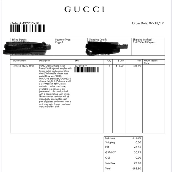 Gucci glasses, oversized, golden metal frame - Picture 12 of 13